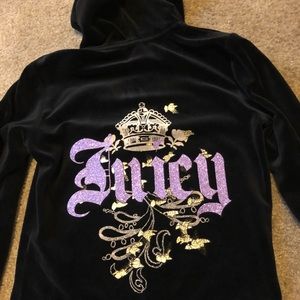 Juicy couture black velour sizeM jacket